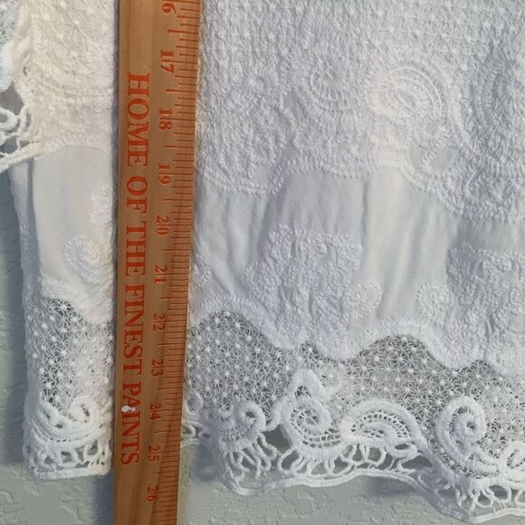 Spiaggia Dolce White Lace Embroidered Cold Shoulder Blouse Women's Size M - Picture 4 of 10